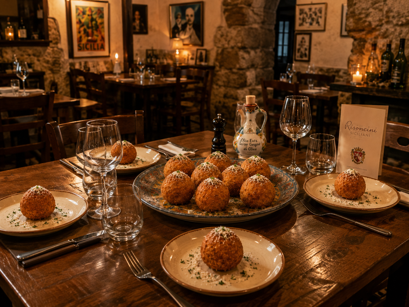 Risoncini Sicilian arancini served for a gathering